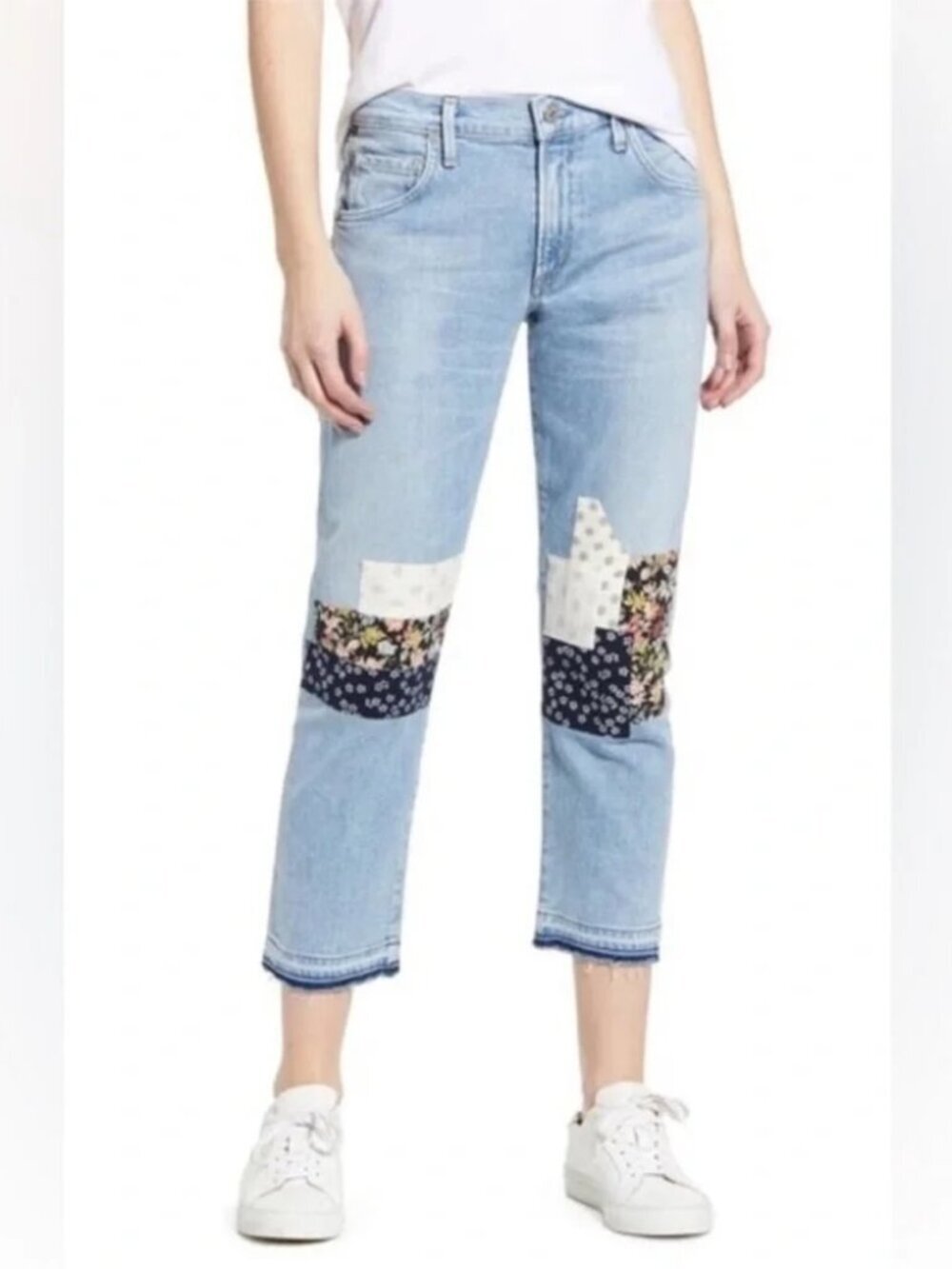 Citizens of Humanity Emerson Crop Slim Boyfriend Patchwork Jeans Size 26